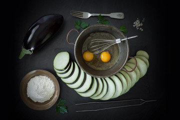 Raw Ingredients For Fried Eggplant