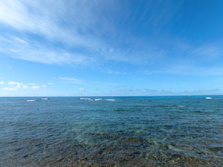 Shallow ocean waters of Waikiki looking into ocean