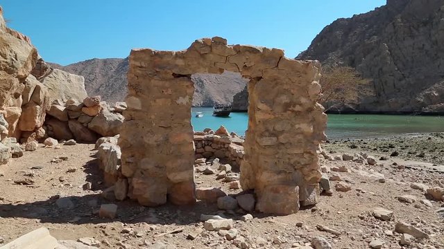 Sultanate of Oman, Musandam, Gulf of Oman, ancient Village of Haffa. Oman - arab country in southeastern coast of the Arabian Peninsula. Musandam - governorate of Oman, located on Musandam peninsula