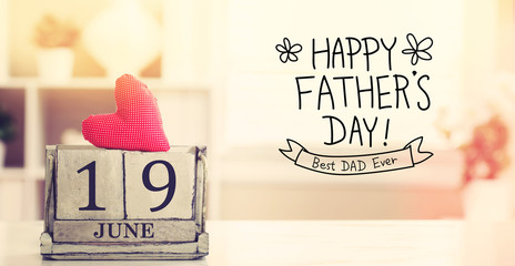 19 June Happy Fathers Day message with calendar
