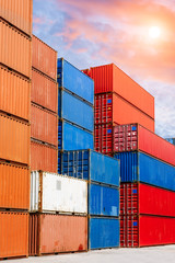 Fototapeta premium industrial port with containers