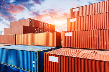 Fototapeta premium industrial port with containers