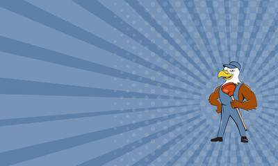 Business card Bald Eagle Plumber Plunger Isolated Cartoon