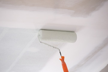 painting a gypsum plaster ceiling with roller