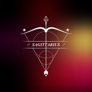 Sagittarius Zodiac sign, Horoscope, tattoo, vintage badge