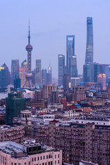  Shanghai skyline at dusk.