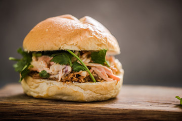 Pulled pork bun and coleslaw