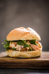 Pulled pork bun and coleslaw