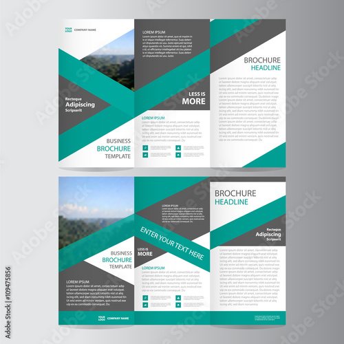 Green Trifold Leaflet Brochure Flyer Template Design Abstract