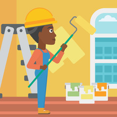 Painter with paint roller.