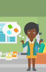 Woman choosing paint color.