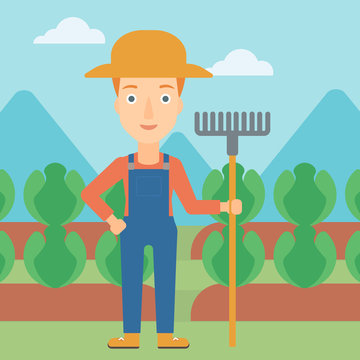 Farmer with rake.