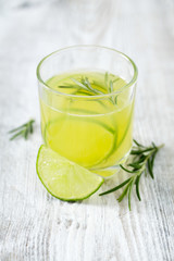 lime lemonade on wooden background