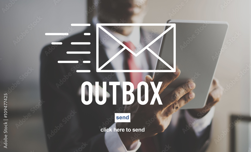 Poster outbox inbox email connection global communications concept