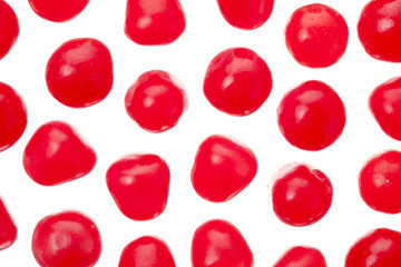 scattered red jelly beans