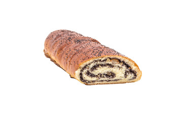 Sweet roll with poppy seeds isolated on white