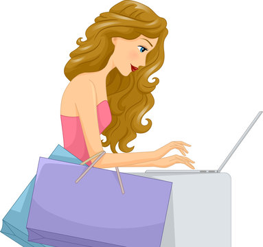 recommend clip art: Girl Online Shopping