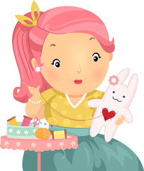Girl Sewing Stuff Toy