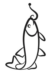Fish on hook. 