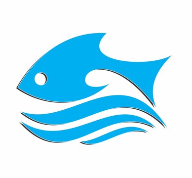 Logo fish with wave. 