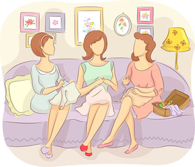 Girls Sewing Vintage