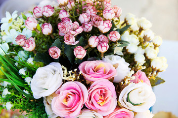 Fake roses,Plastic roses, selective focus