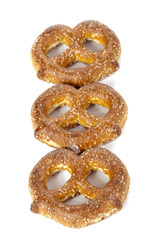 three pretzels in a line