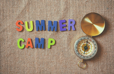 colorful wooden letters with phrase: SUMMER CAMP