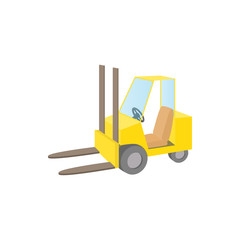 Forklift truck icon, cartoon style