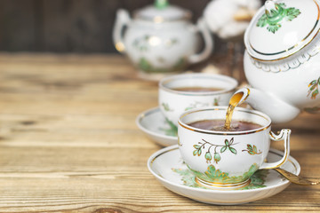 Teaware in retro style. Tea Party