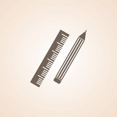 Fototapeta na wymiar Icon Of Pencil & Ruler.