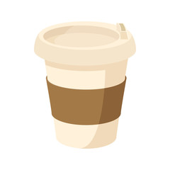 Paper cup of coffee icon, cartoon style