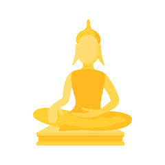 Buddha statue icon, cartoon style