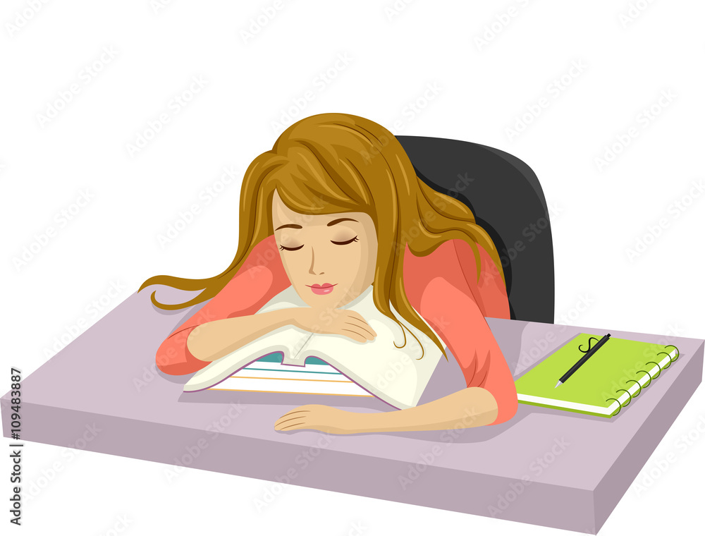 Poster Teen Girl Study Sleep