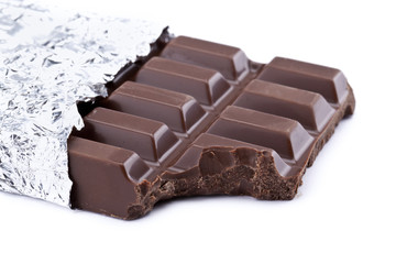 missing bite of chocolate bar.