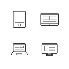 computer and smartphone Line icons set