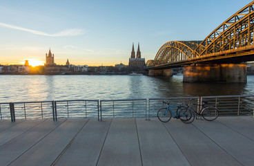 Cologne, Germany over the Rhine River.