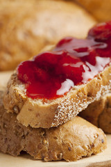 strawberry jam in slice of bread