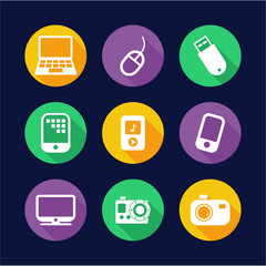 Technology Icons Flat Design Circle