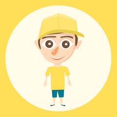 Cartoon boy. Vector illustration. Isolated background. Happiness kid