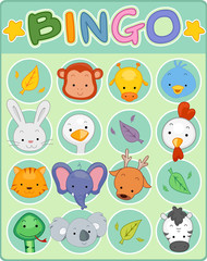 Animal Bingo Game Card