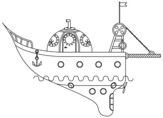 Small ship - submarine, coloring book