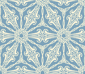 Seamless lace pattern on blue bacground