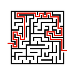 Vector black line maze icon