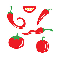 Vector red chili pepper icons set