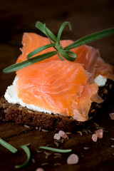 Cream cheese smoked salmon and bread