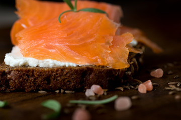 Cream cheese smoked salmon and bread