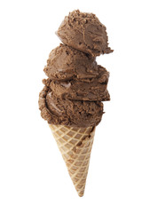 ice cream cone with a scoop of chocolate ice cream