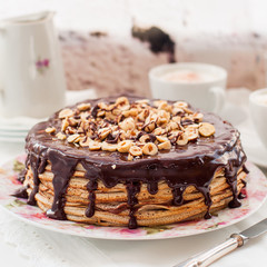 Chocolate and Hazelnut Crepe Cake