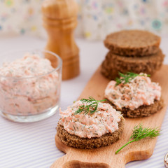 Smoked Salmon, Cream Cheese, Dill and Horseradish Pate on Rye Br